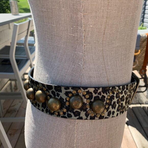 Vintage Leopard Print Belt with Gold Accents - Picture 3 of 13